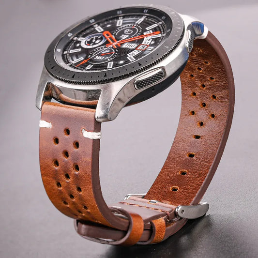 Handmade Cowhide Breathable Watch Band 18 20 22 24mm Men Women 4 Colors Oil Wax Genuine Leather Strap Watchband Accessories